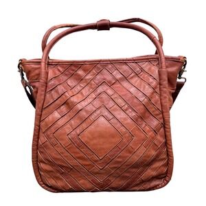 Monserat De Lucca Tote Bag Patchwork Goat Leather Cognac Size Large Crossbody